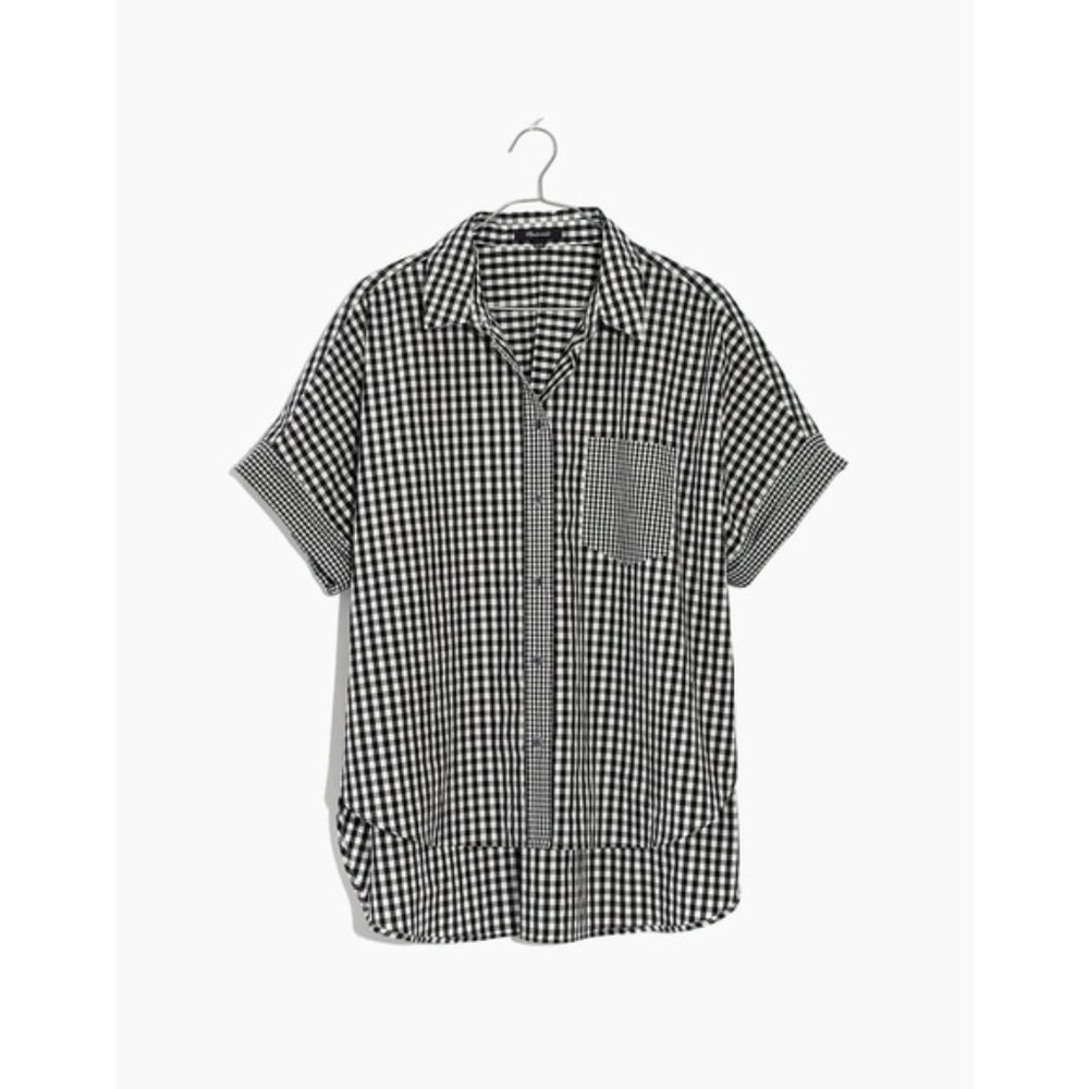 Gingham-Play Button-Down Shirt - image 4